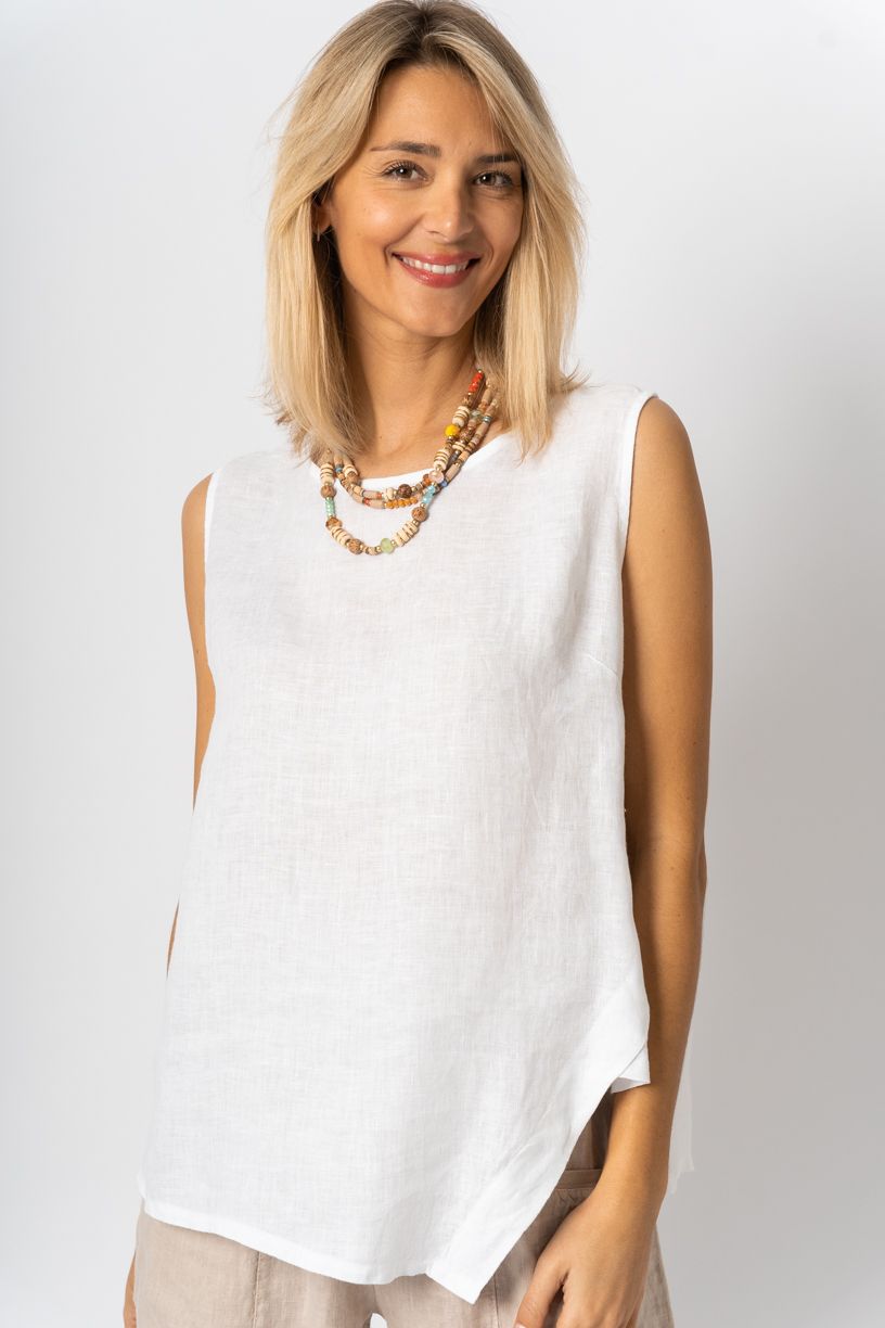 Button-up back Linen Top