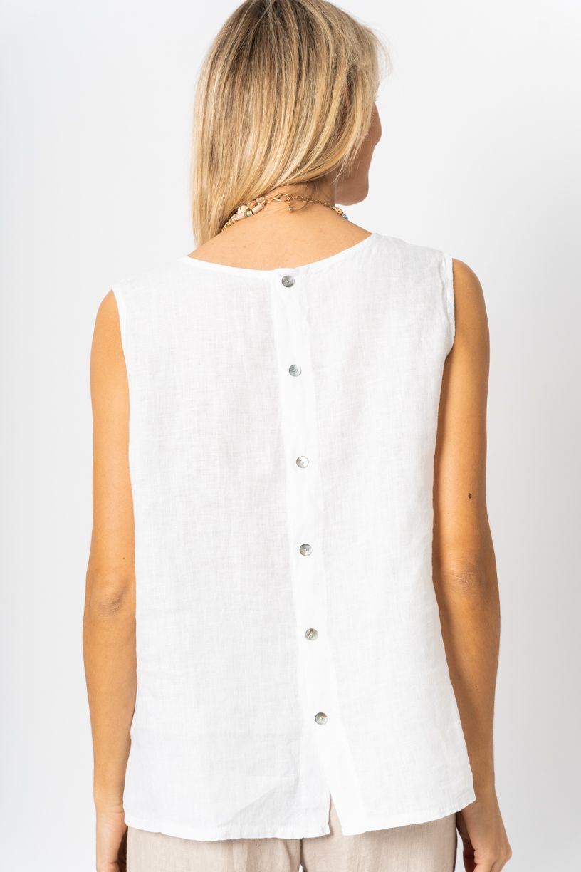 Button-up back Linen Top