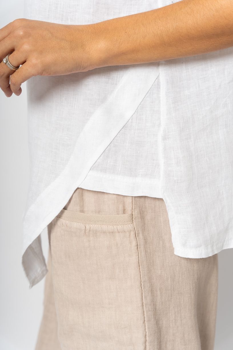 Button-up back Linen Top