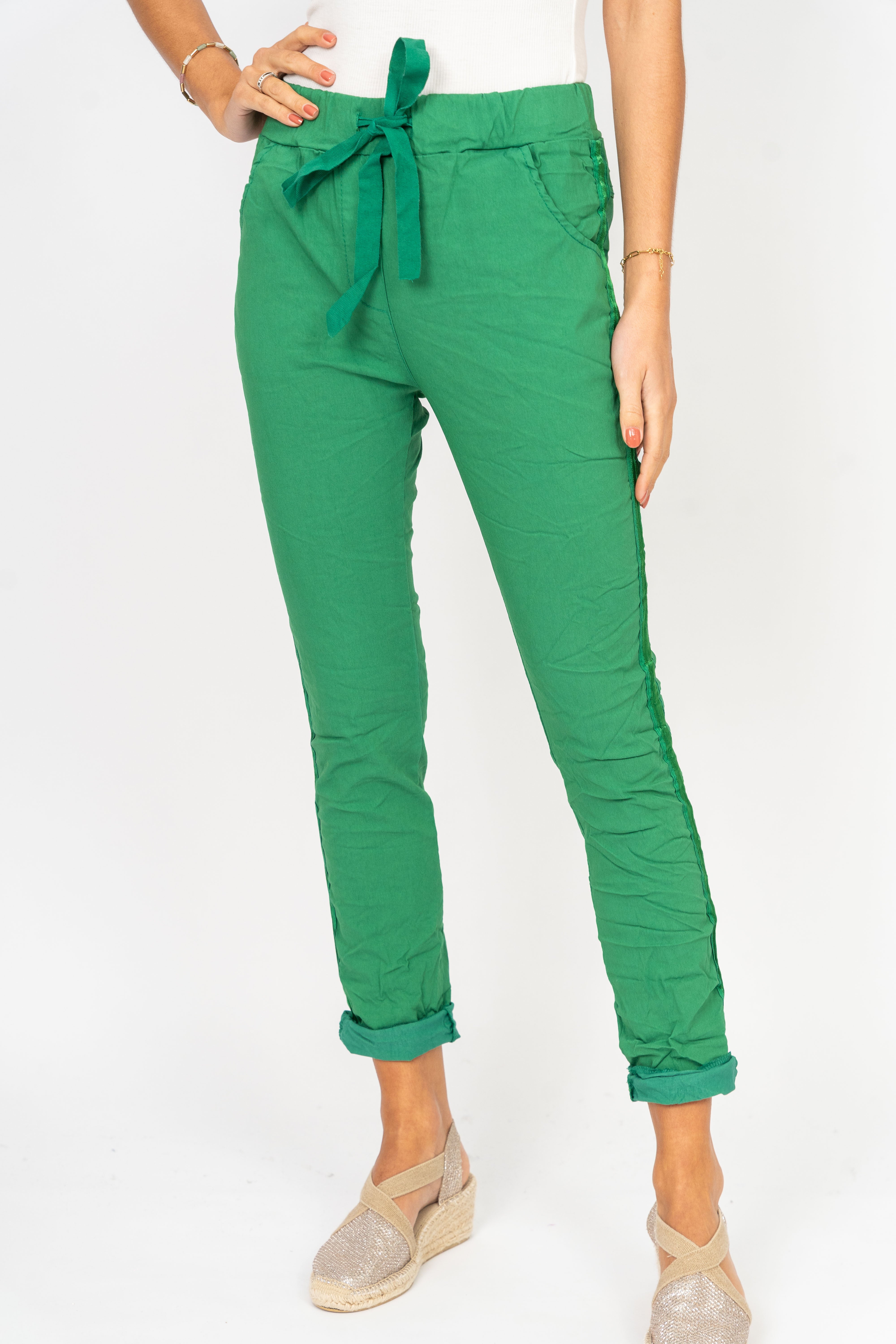 Plain Jegging w/ Ribbon Side Hot Wash