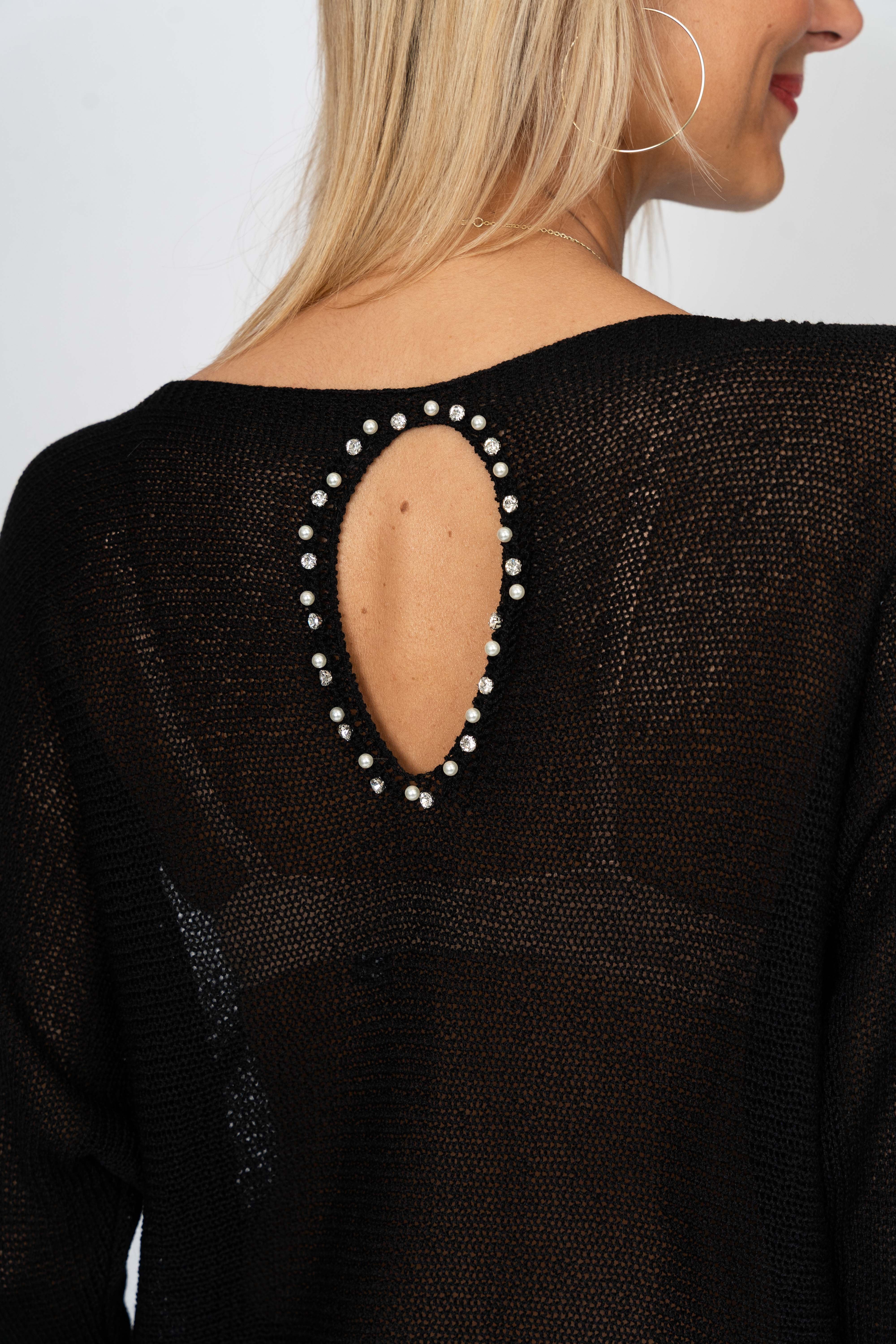 Sweater with Rhinestone details on back