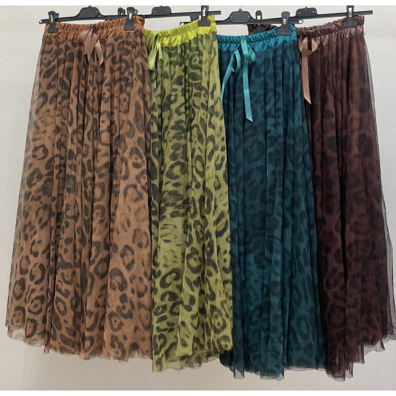 Animal Print Tulle Skirt