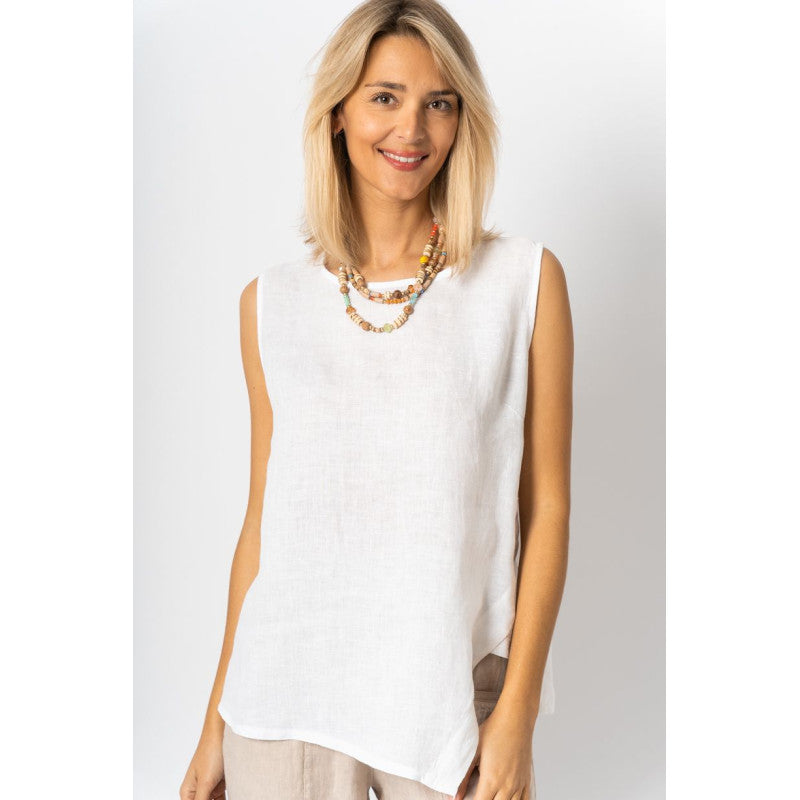 Button-up back Linen Top