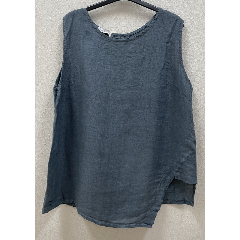 Button-up back Linen Top