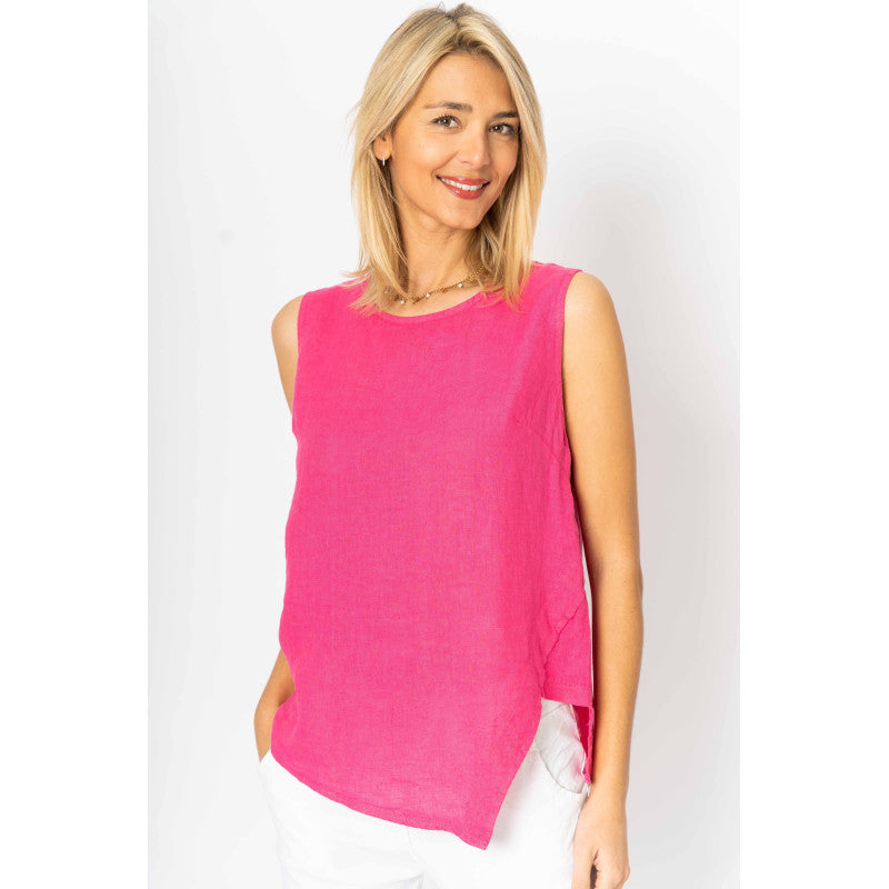 Button-up back Linen Top