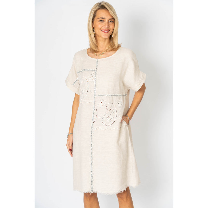 Detailed W/Raw Edge Dress