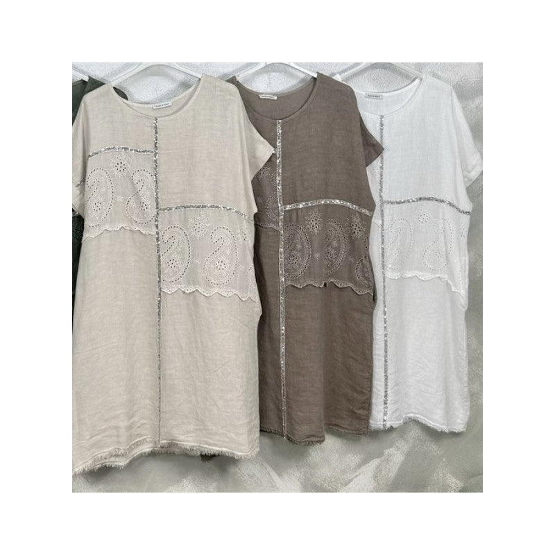 Detailed W/Raw Edge Dress