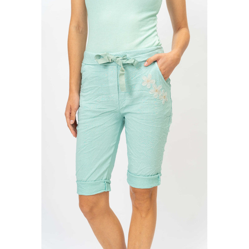 Embroidered Flower Shorts