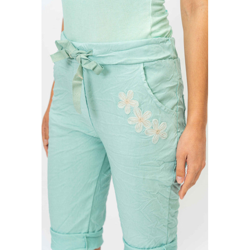 Embroidered Flower Shorts