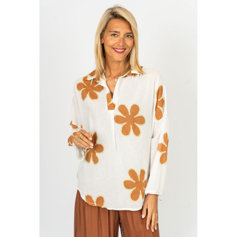 Flower Detailed Cotton Top