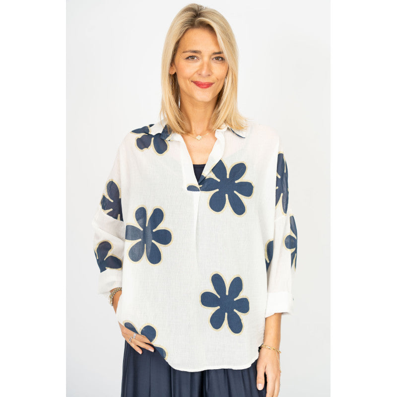 Flower Detailed Cotton Top