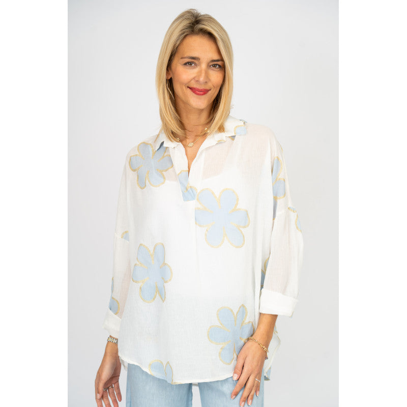 Flower Detailed Cotton Top