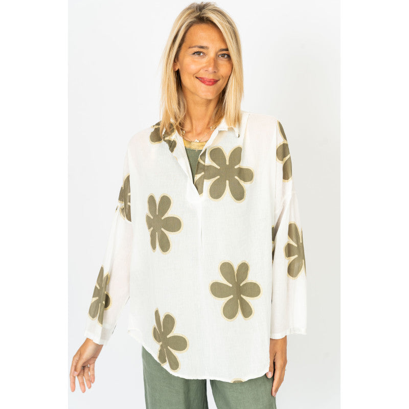 Flower Detailed Cotton Top