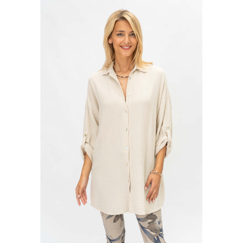 Gauze Jacket with sequins and Emb. Eye on back