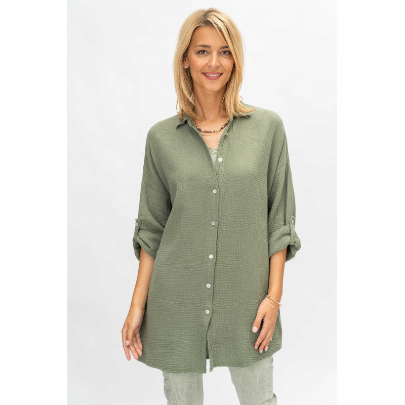 Gauze Jacket with sequins and Emb. Eye on back