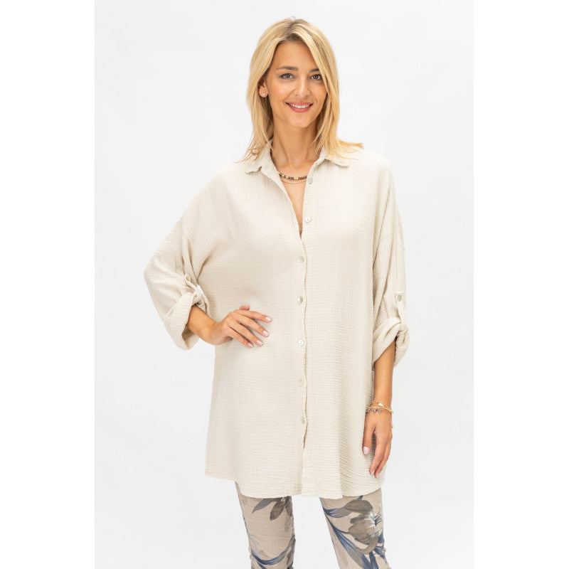 Gauze Jacket with sequins and Emb. Eye on back