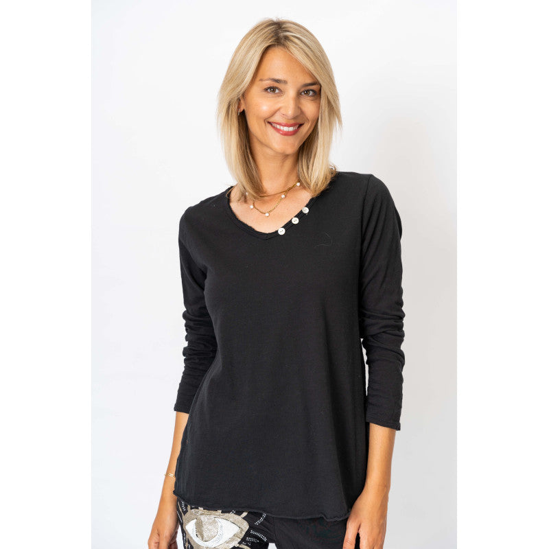 Long Sleeve Shirt w/ Button Neckline