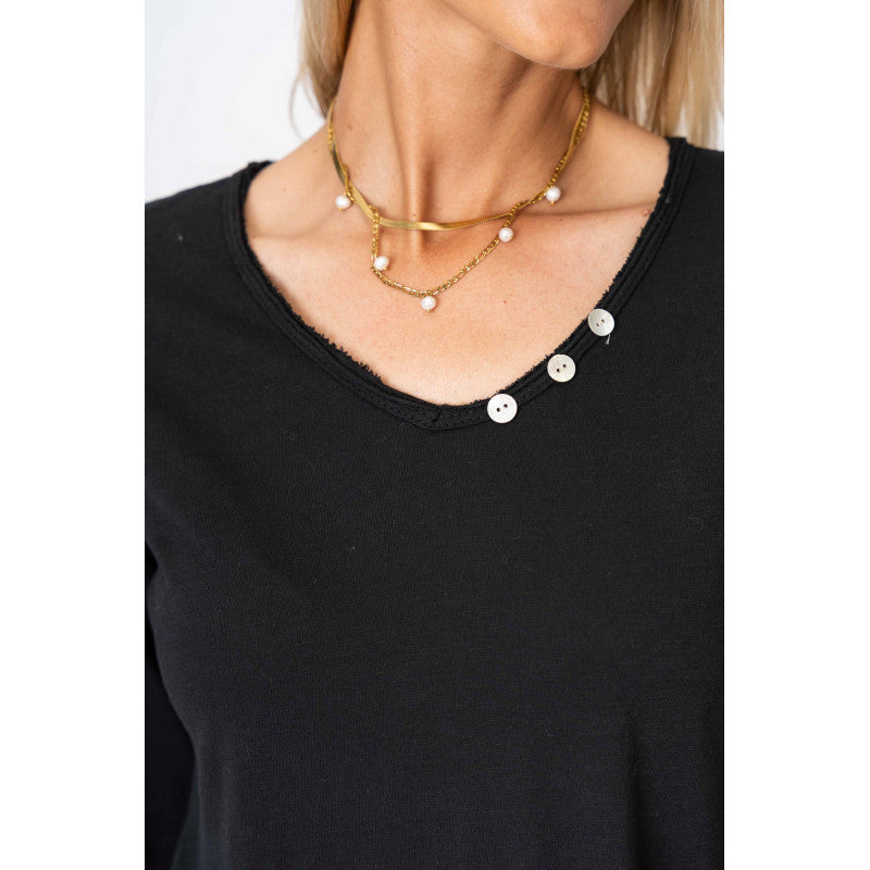 Long Sleeve Shirt w/ Button Neckline