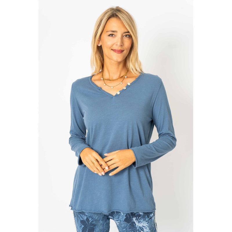 Long Sleeve Shirt w/ Button Neckline