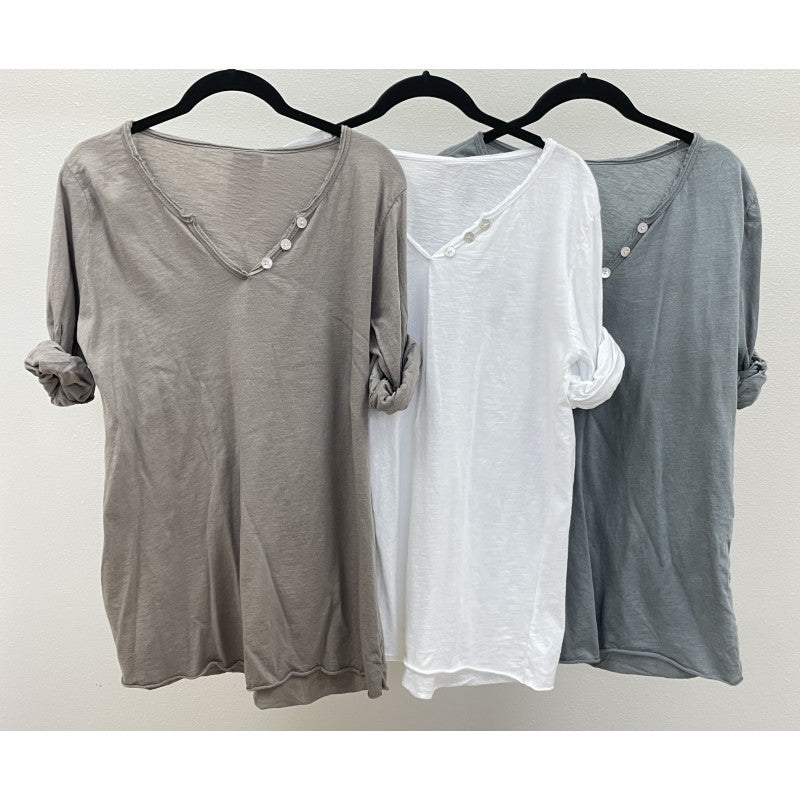 Long Sleeve Shirt w/ Button Neckline