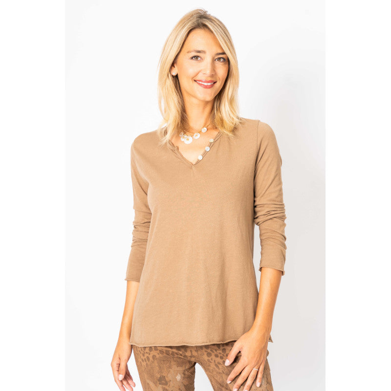 Long Sleeve Shirt w/ Button Neckline