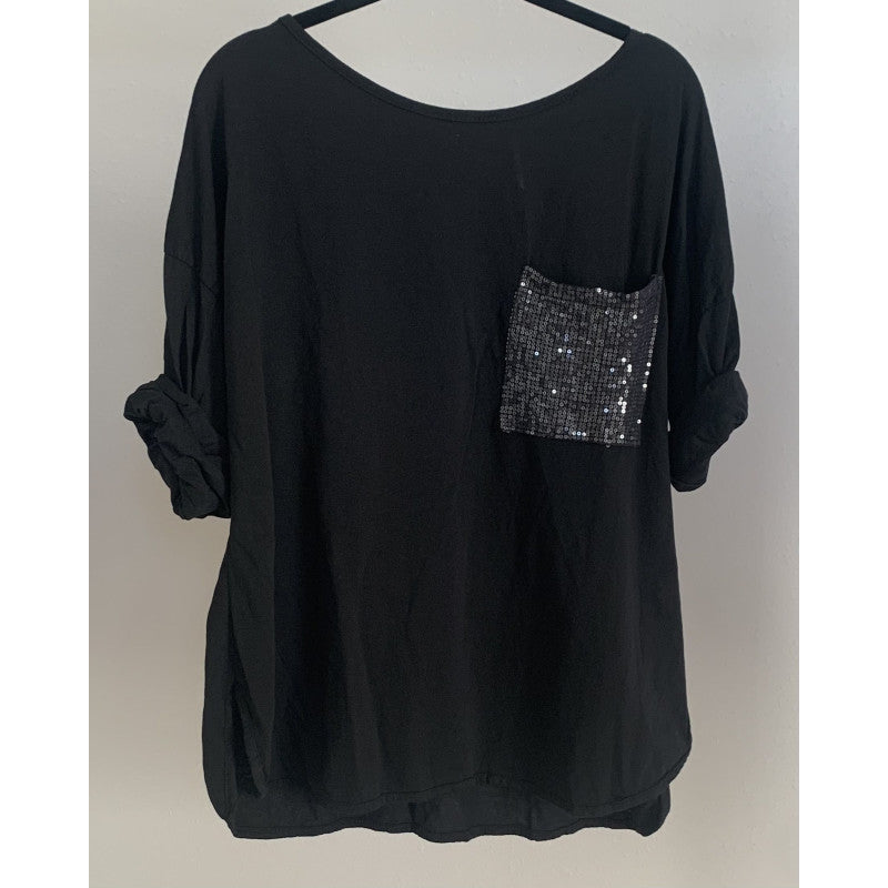 L/S Shirt with sequins pocket
