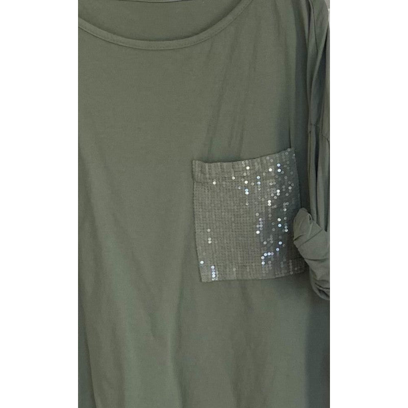 L/S Shirt with sequins pocket