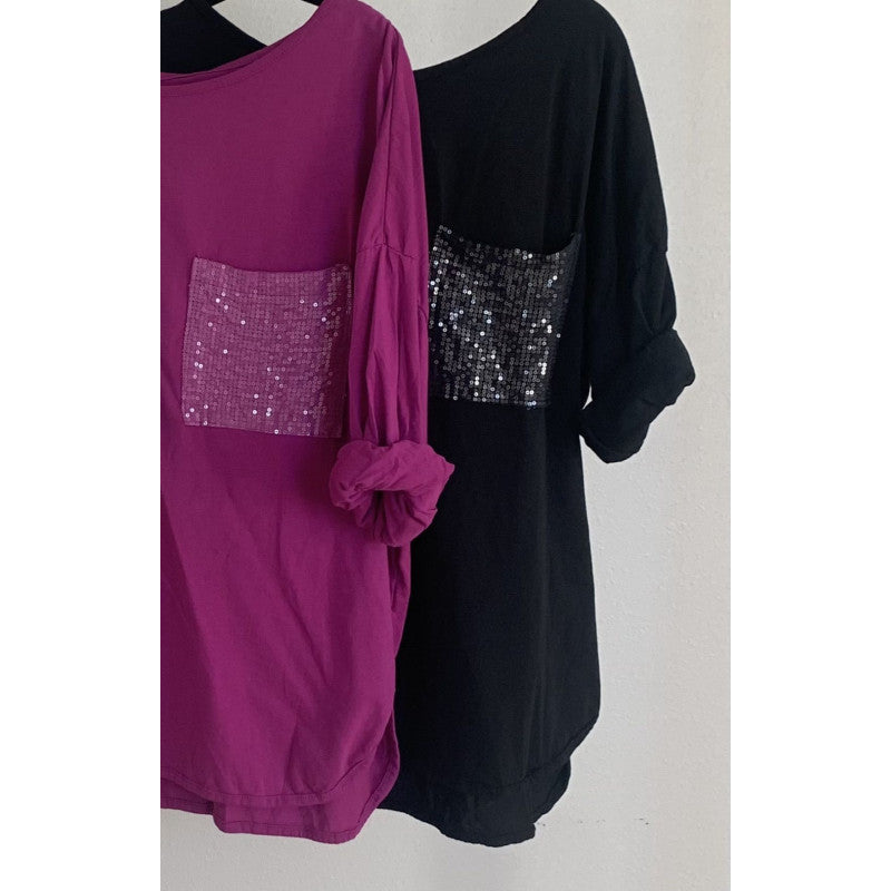L/S Shirt with sequins pocket