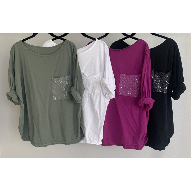 L/S Shirt with sequins pocket