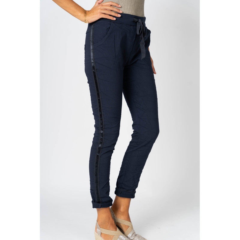 Plain Jegging w/ Ribbon Side Hot Wash