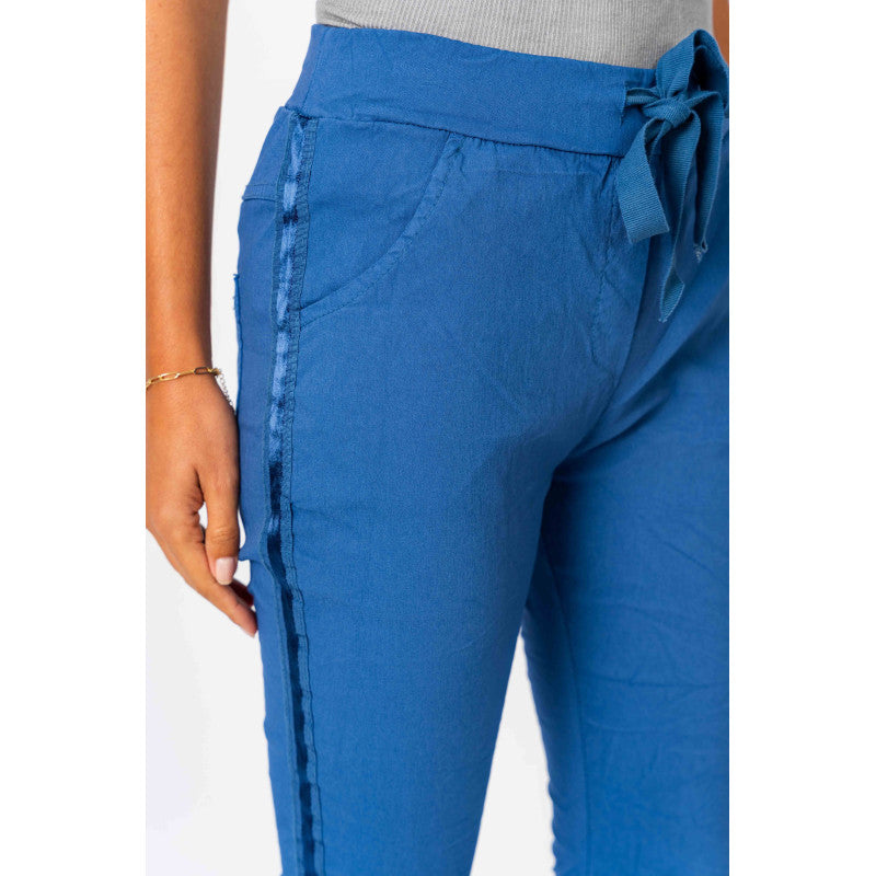 Plain Jegging w/ Ribbon Side Hot Wash