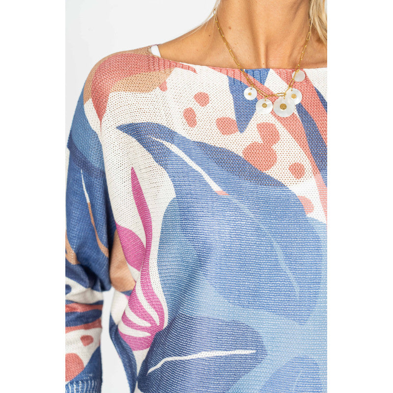 Printed Batwing Sweater