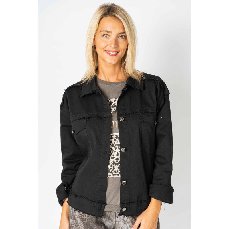 Raw Edge Button Up Jacket