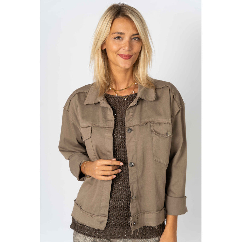 Raw Edge Button Up Jacket