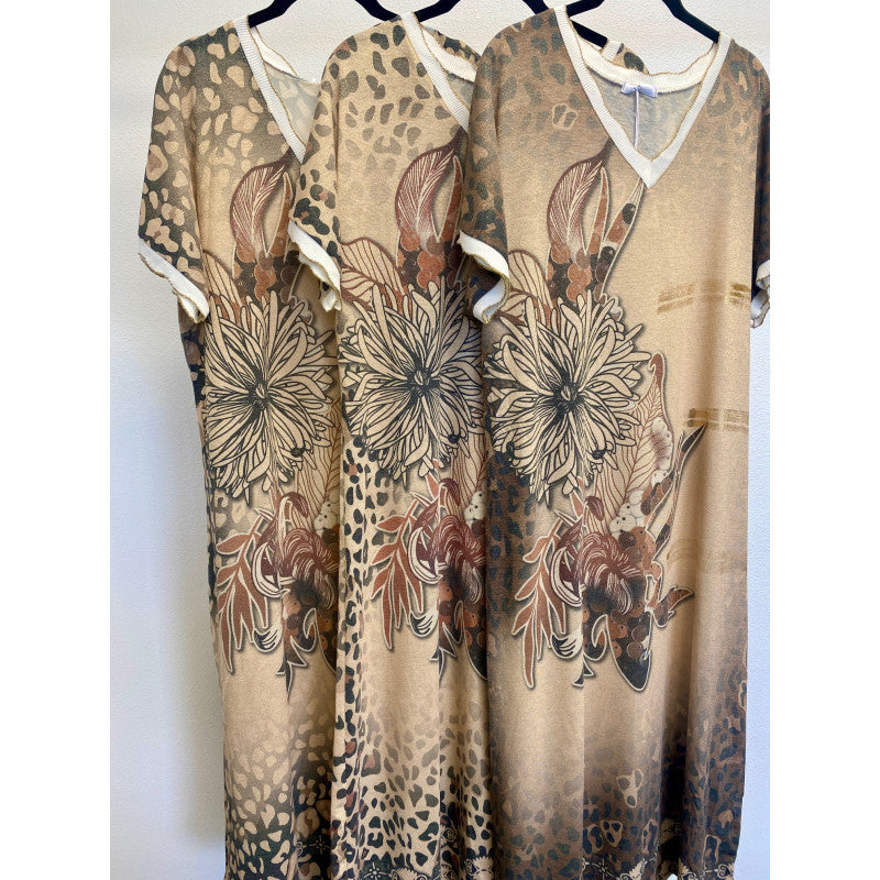 Short sleeves printed shimmer Dress