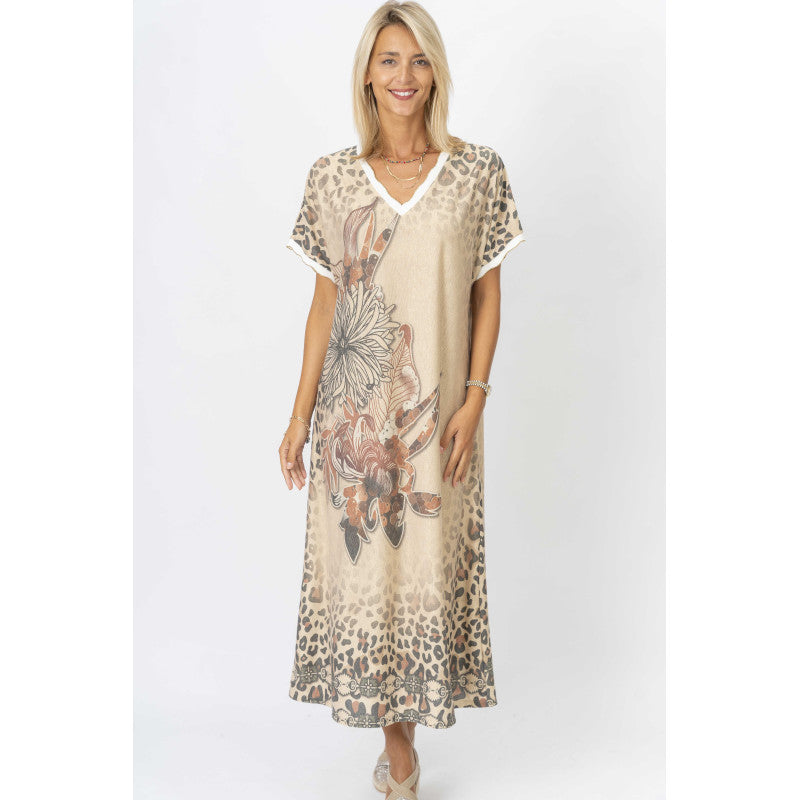 Short sleeves printed shimmer Dress