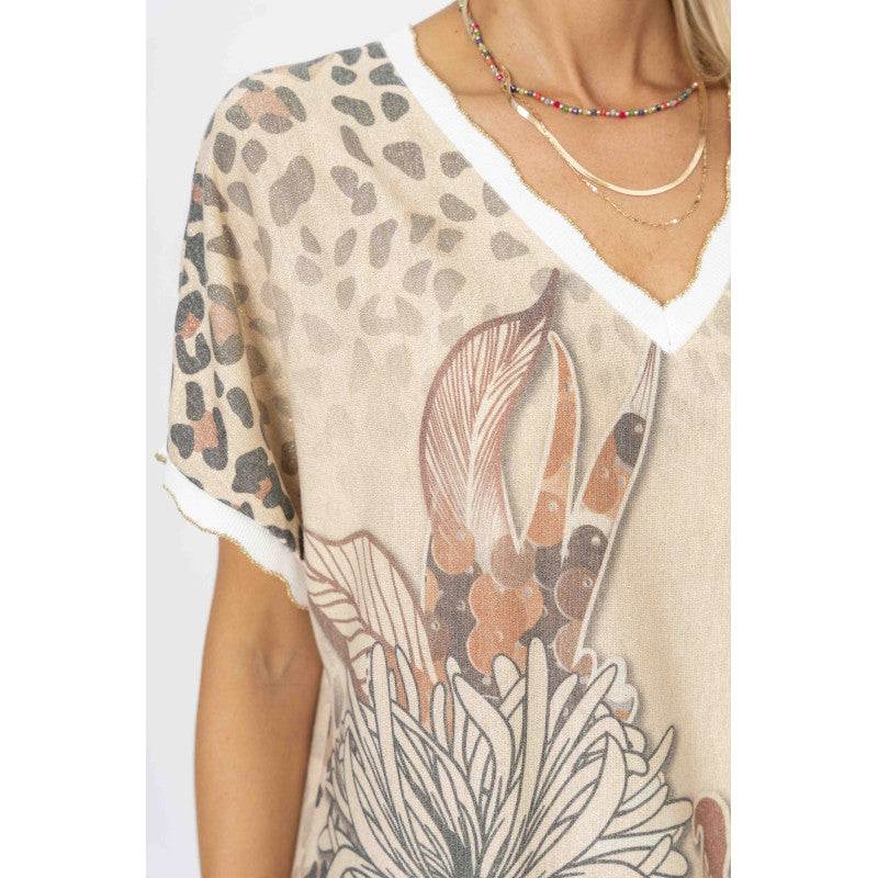 Short sleeves printed shimmer Dress