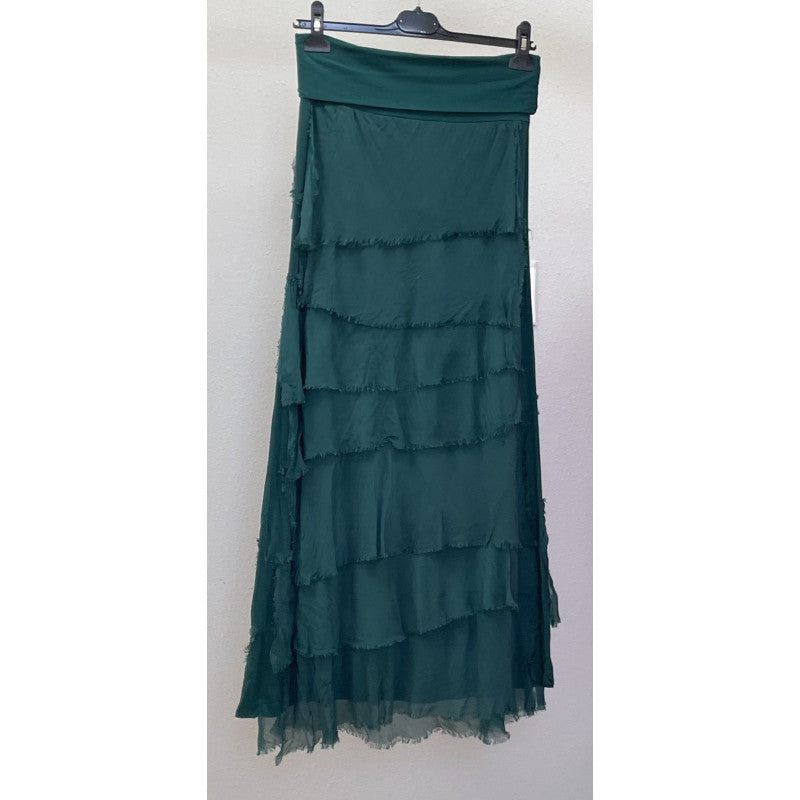 Silk Long Ruffle Skirt