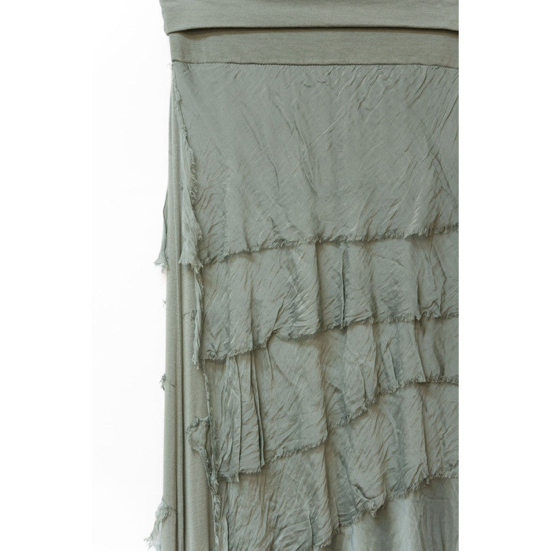 Silk Long Ruffle Skirt