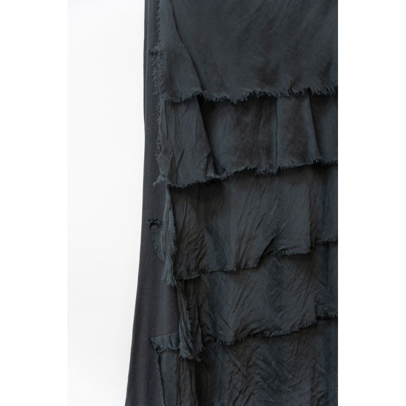 Silk Long Ruffle Skirt