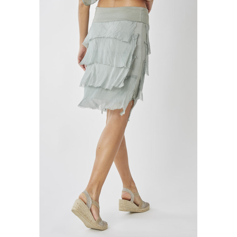 Silk Ruffle Short Skirt