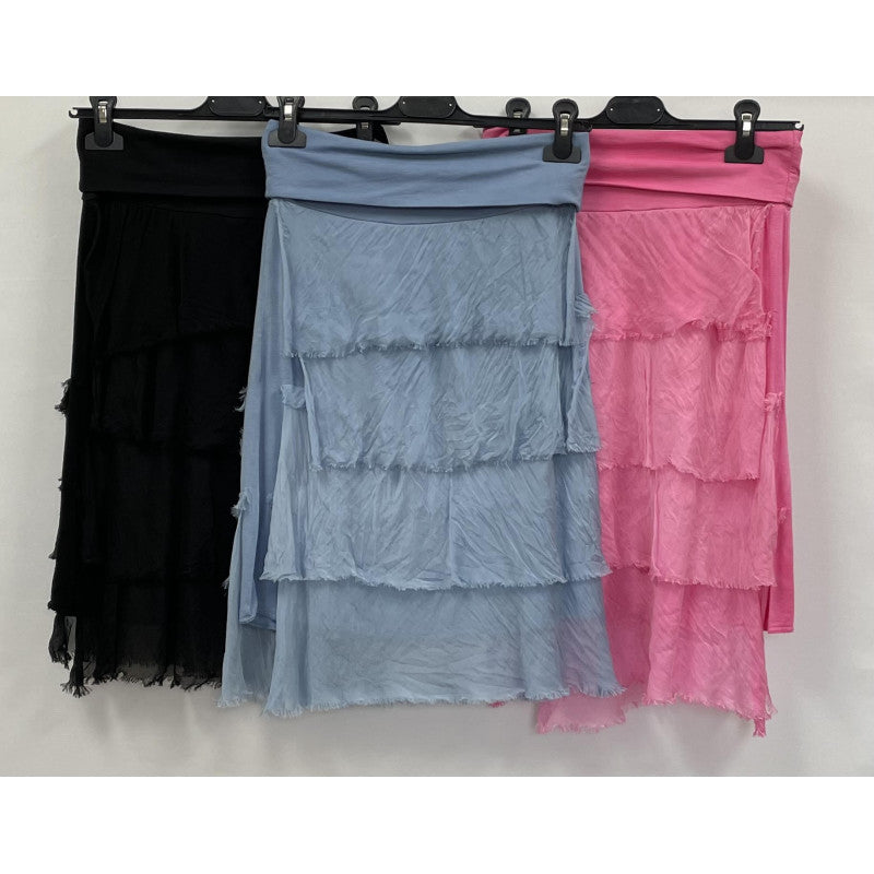 Silk Ruffle Short Skirt