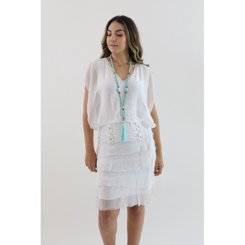 Silk Ruffle Short Skirt