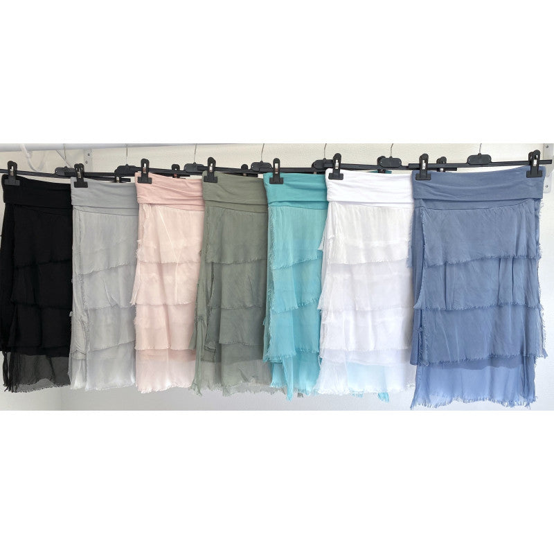 Silk Ruffle Short Skirt