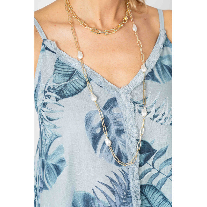 Spaghetti Strap Leaf Dress