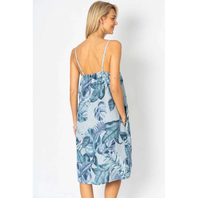 Spaghetti Strap Leaf Dress