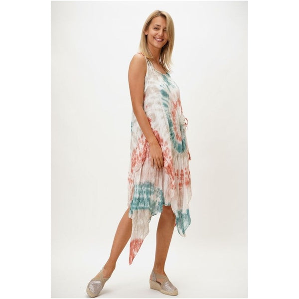 Tie Dye Dress w/ Crochet Back Salty Beach Boutique Tie Dye Dress w/ Crochet Back Salty Beach Boutique